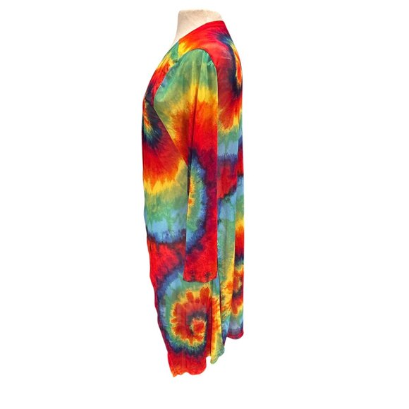 Womens XL Tie-Dye Open Front Long Sleeve Cardigan By NYC - Picture 2 of 7